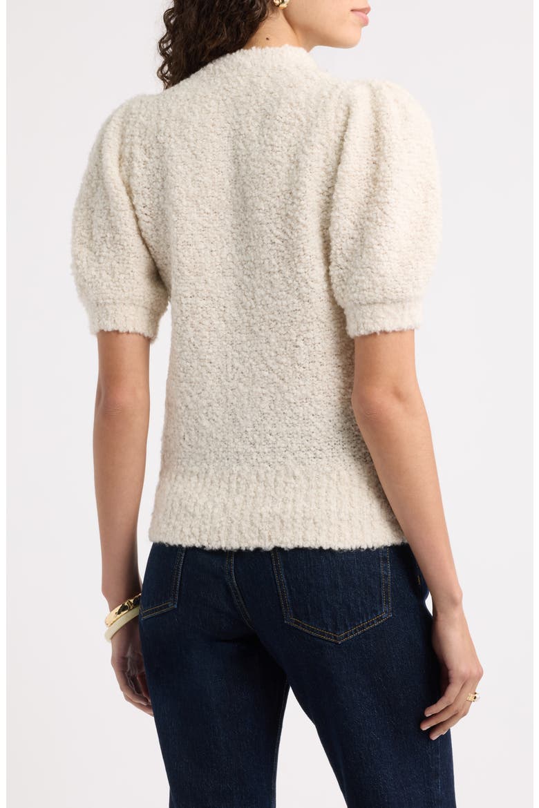 Puff Sleeve Textured Cardigan, Alternate, color, IVORY-BEIGE MARL