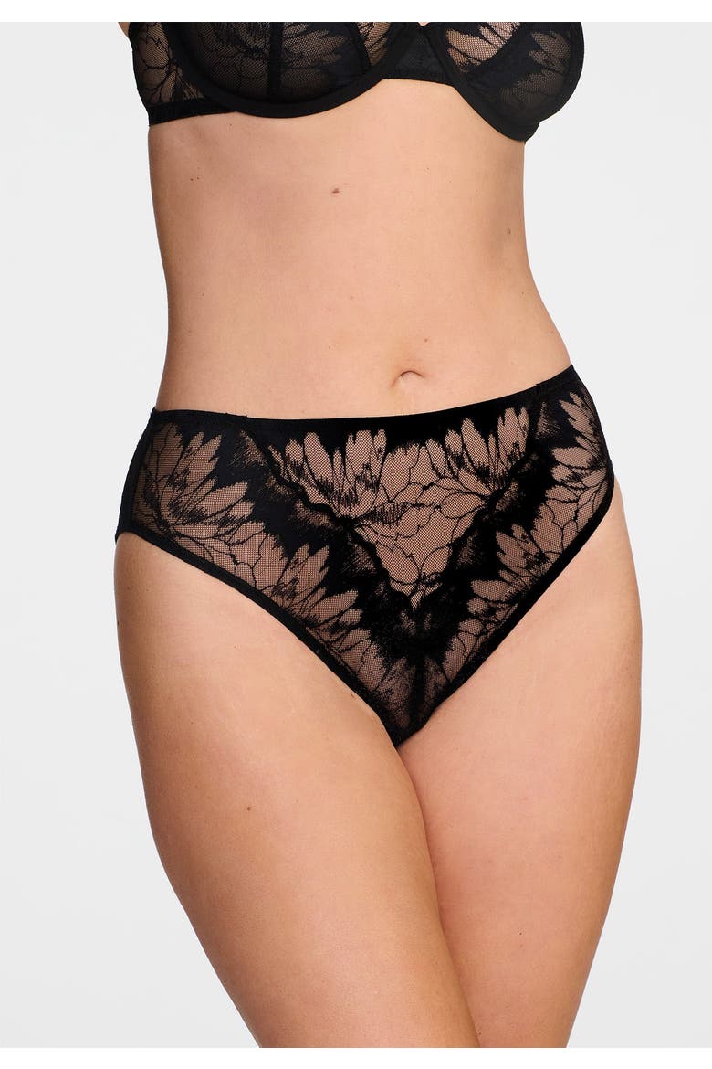 The Highwaist  Floral Lace, Alternate, color, BLACK