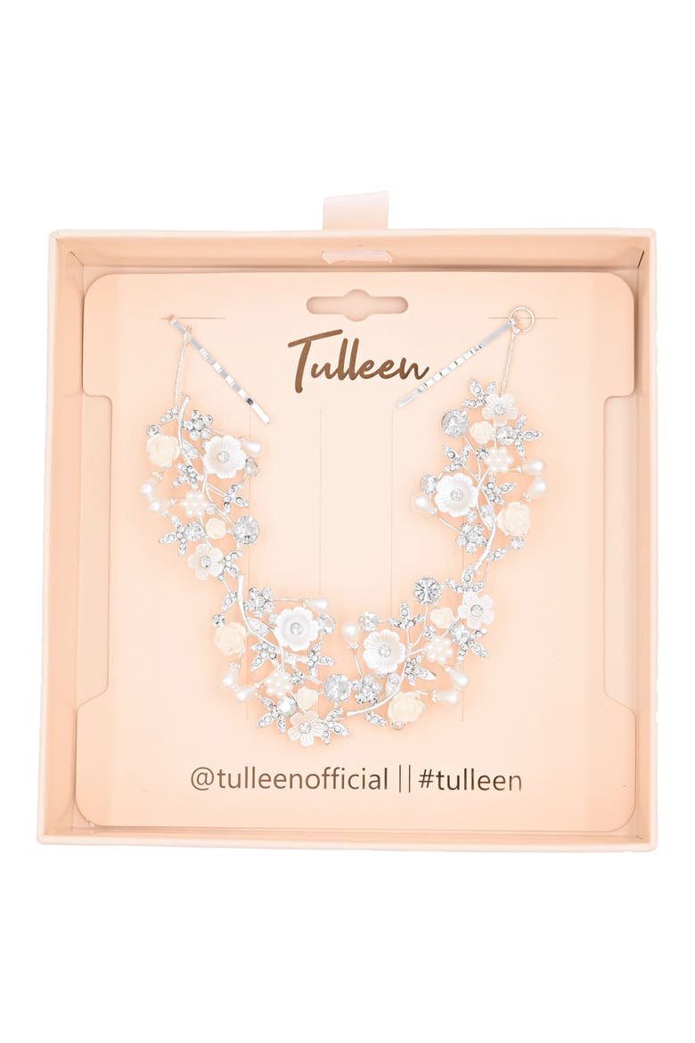 Glimmering Flower Hair Vine, Alternate, color, Silver
