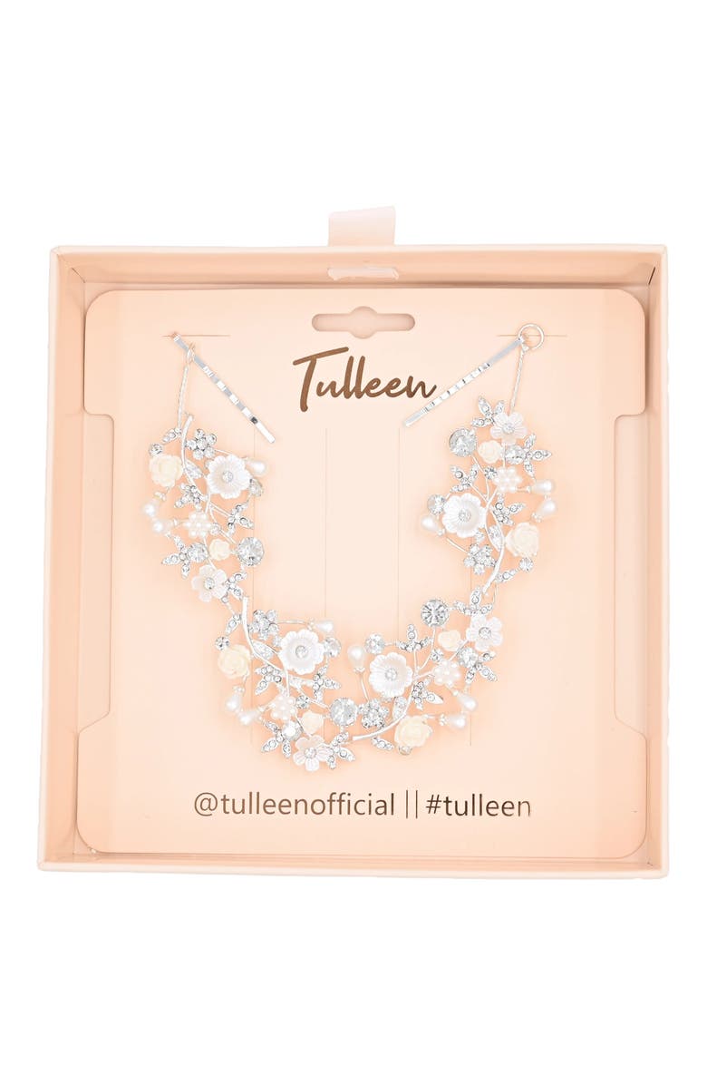 Tulleen Glimmering Flower Hair Vine, Alternate, color, Silver