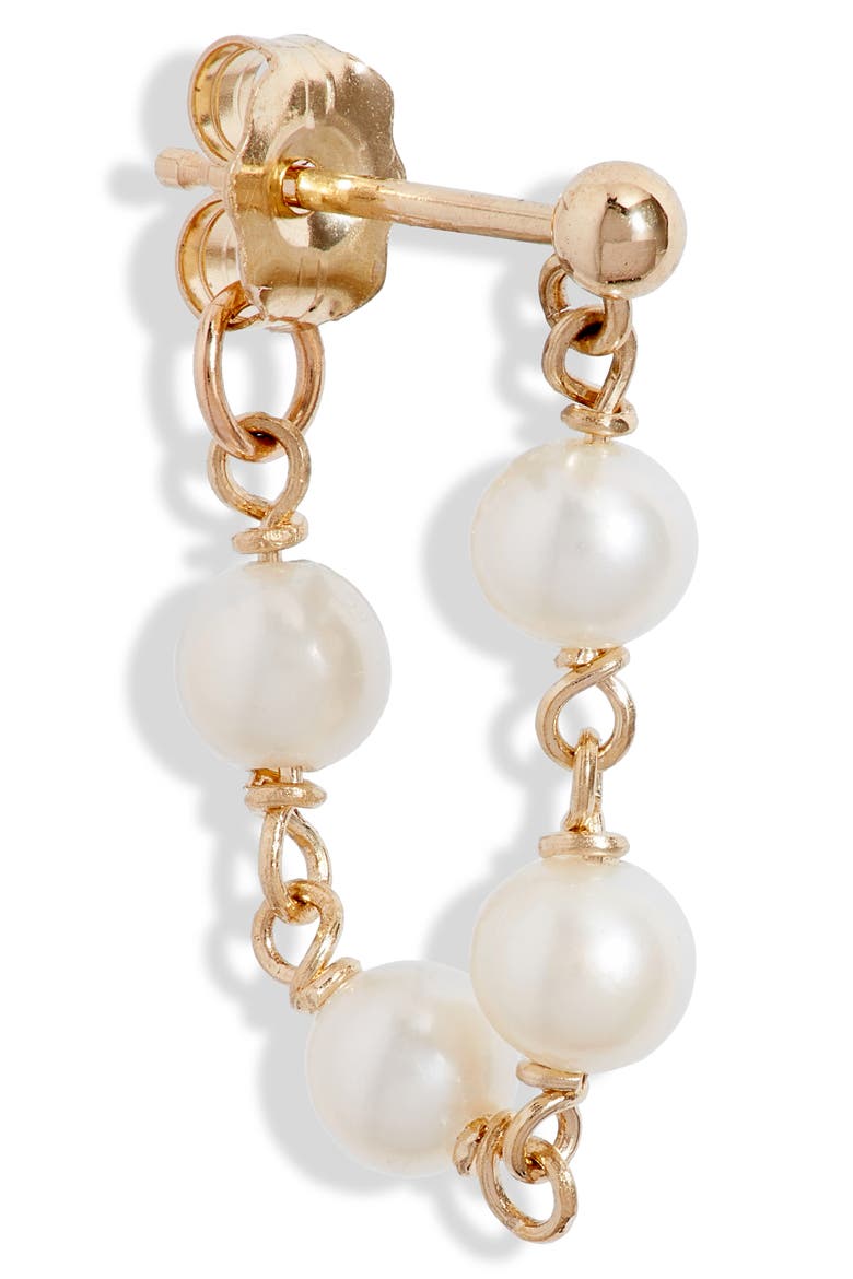 Pearl Chain Wrap Earrings, Alternate, color, YELLOW GOLD
