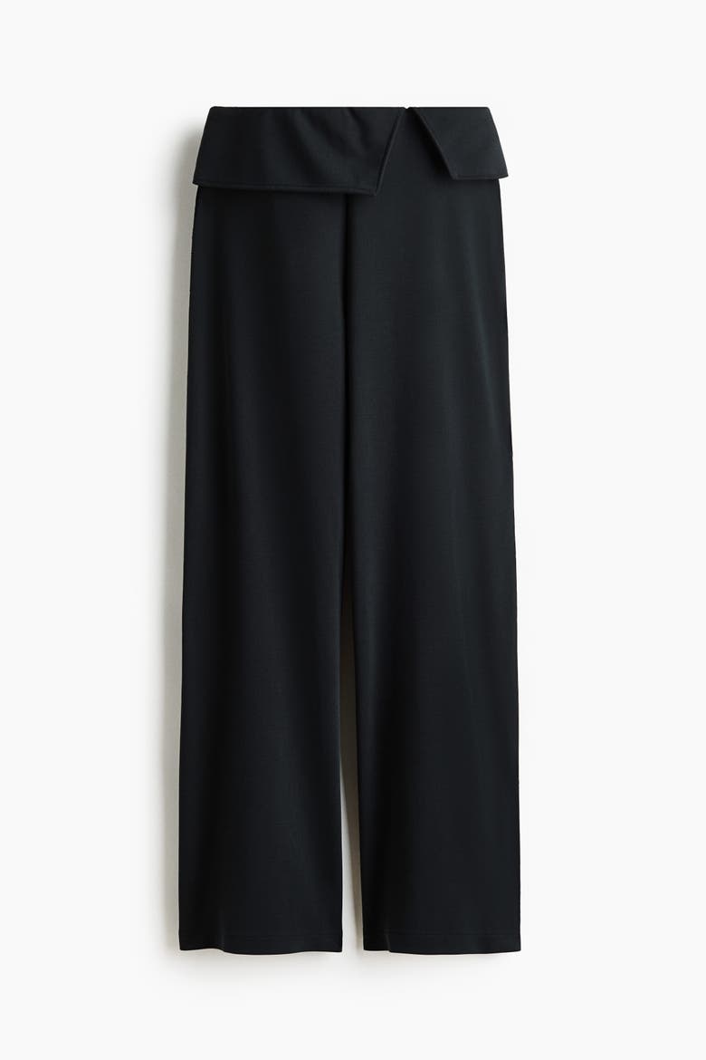 Wide-Leg Foldover-Waist Pants, Alternate, color, Charcoal gray