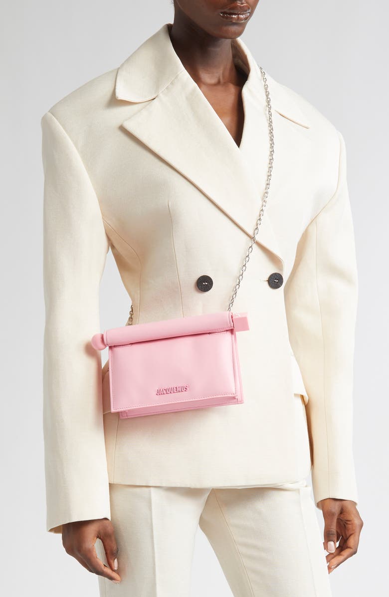 Jacquemus La Petite Pochette Rond Carré Clutch, Alternate, color, Pink 430