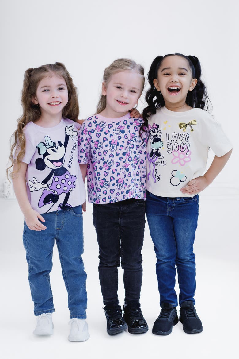 Minnie Mouse 3-Pack Short Sleeve T-Shirts, Alternate, color, Pink Ivory Lavender