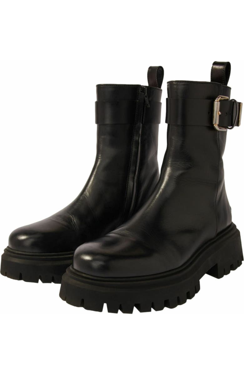 maje Leather ankle boots with buckles, Alternate, color,