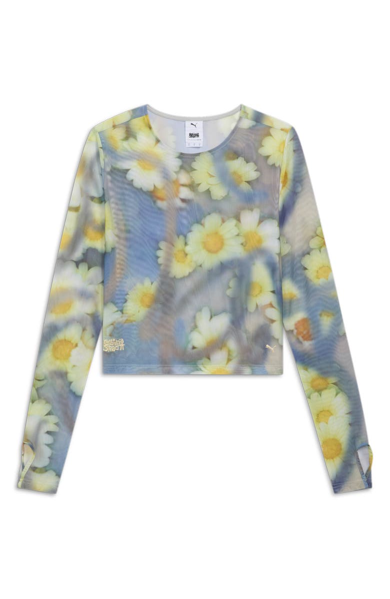 PUMA x Collina Strada Mesh Long Sleeve Top, Alternate, color, Yellow Pear-Aop