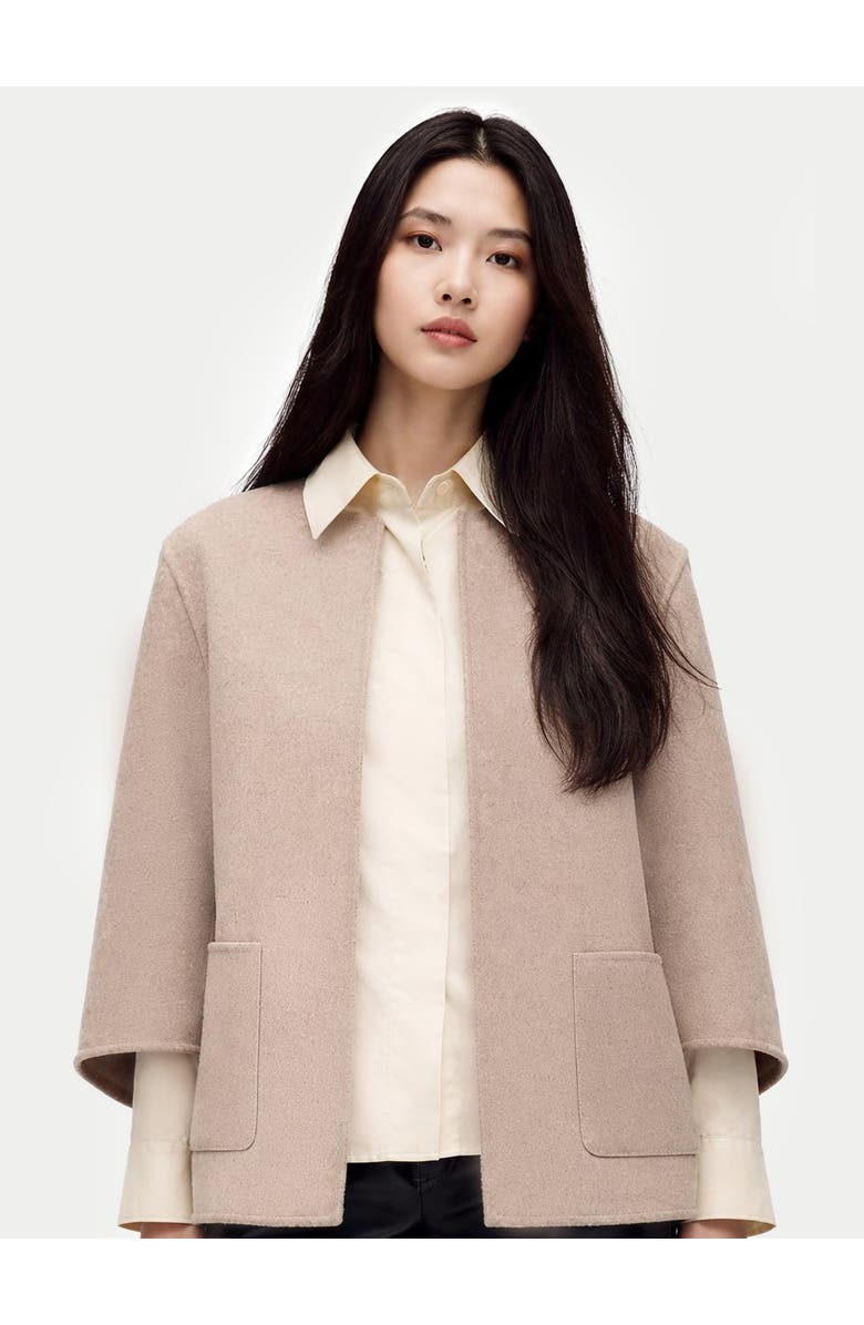 Gobi Cashmere Patch Pocket Cashmere Poncho Jacket, Main, color, Taupe