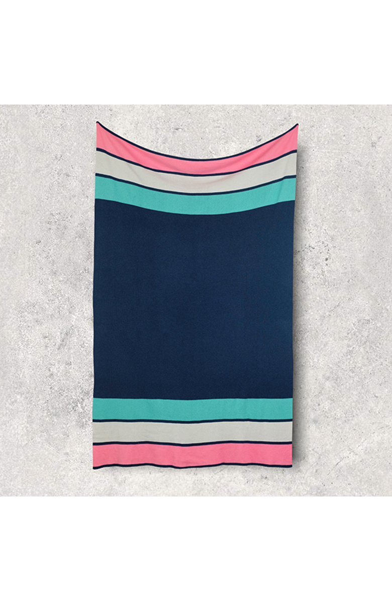 Pink Lemonade Kiss Lips Organic Cotton Travel Blanket and Eye Mask Set, Alternate, color, Navy