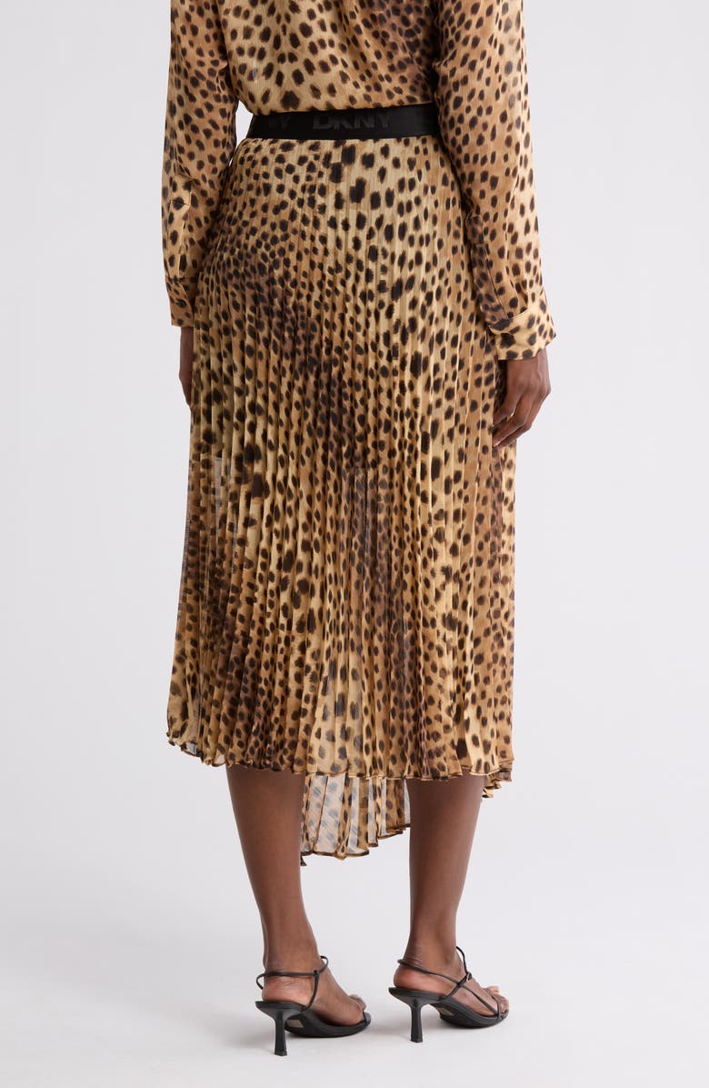 DONNA KARAN Pleated Asymmetric Skirt, Alternate, color, Cheetah Print