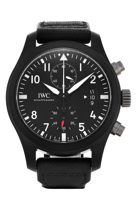 IWC Preowned 2015 Pilot's IW388007 Webbing Strap Double Chronograph Watch, 46mm