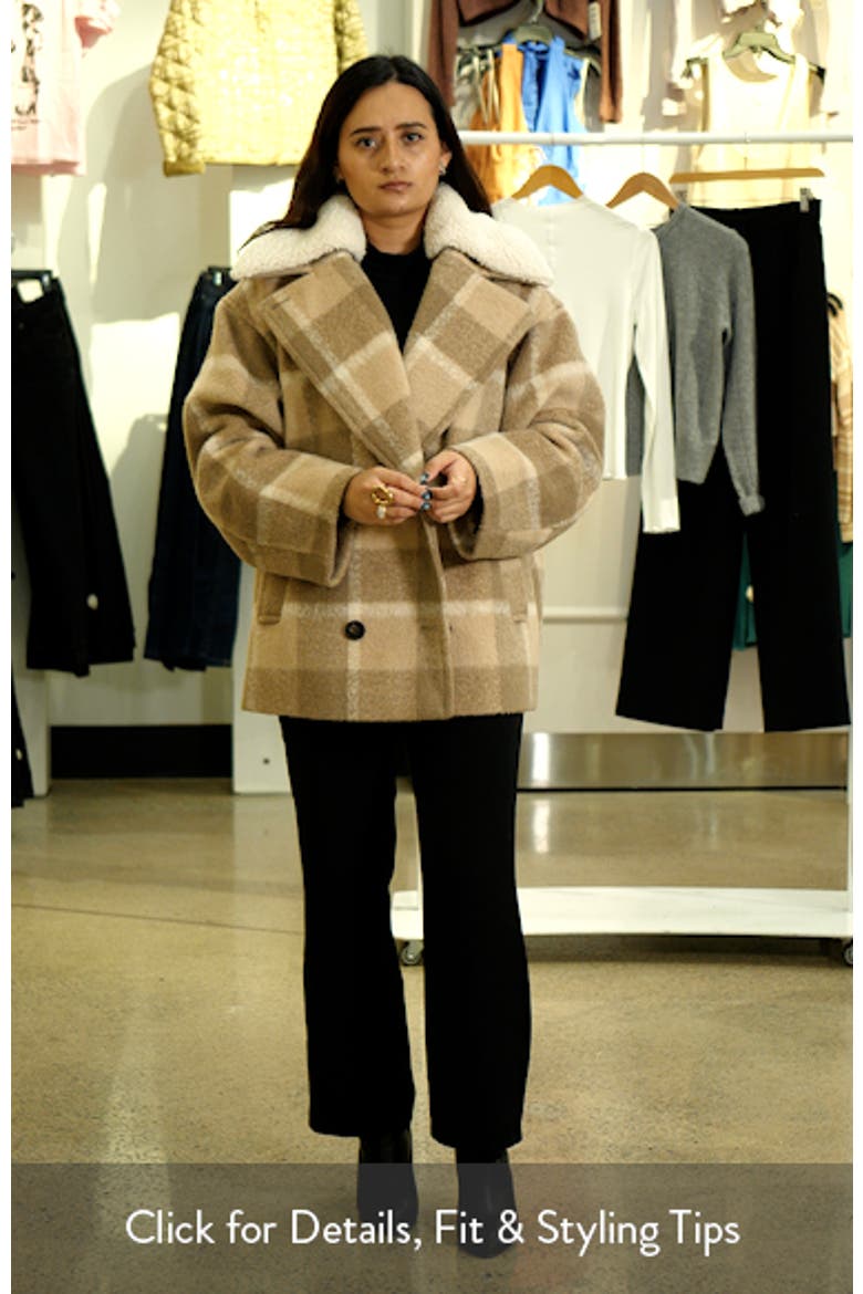 Plaid Short Peacoat with Removable Faux Shearling Collar video