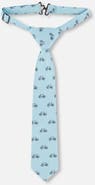 Deux par Deux Boy's Neck Tie Pale Blue With Bicycle