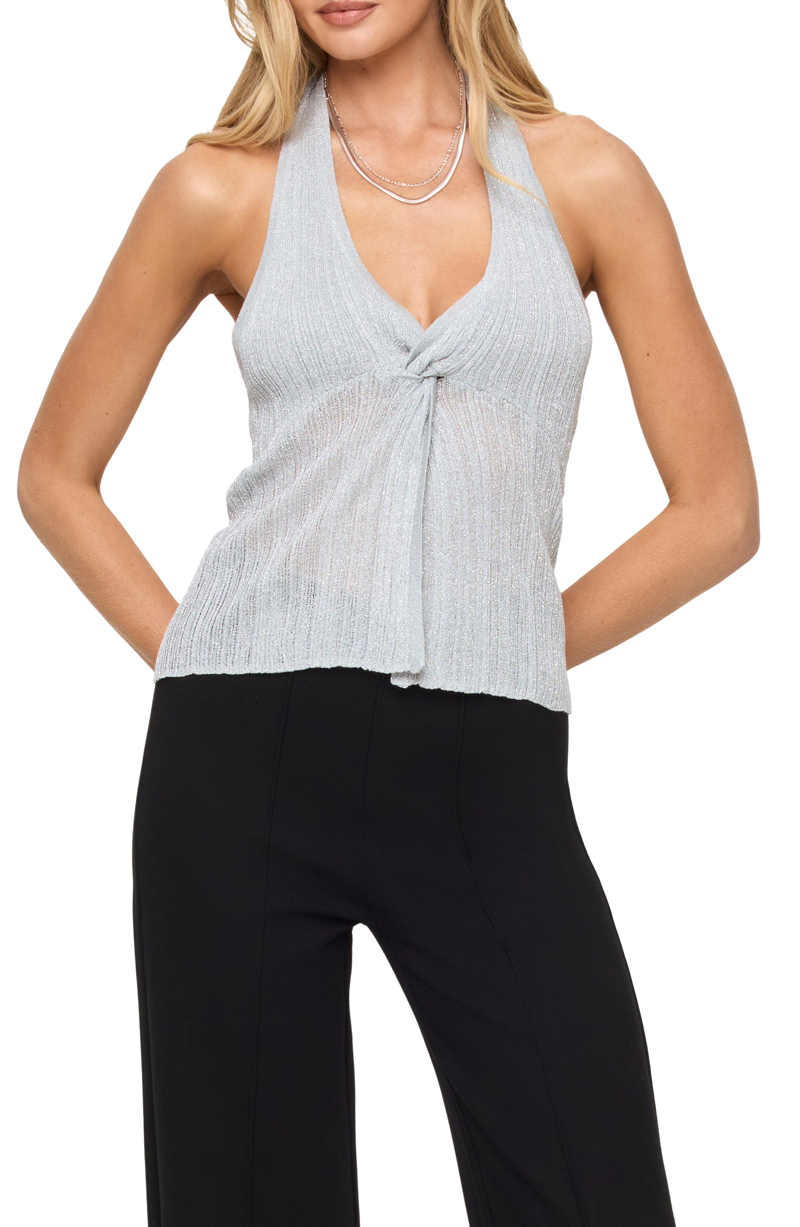 L*space Lspace Callie Cover-up Halter Top In Silver