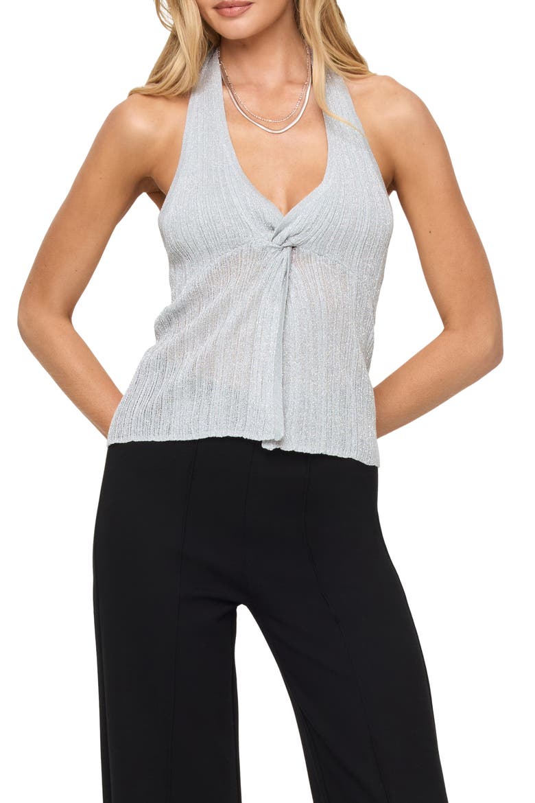 Callie Cover-Up Halter Top, Main, color, METALLIC SILVER