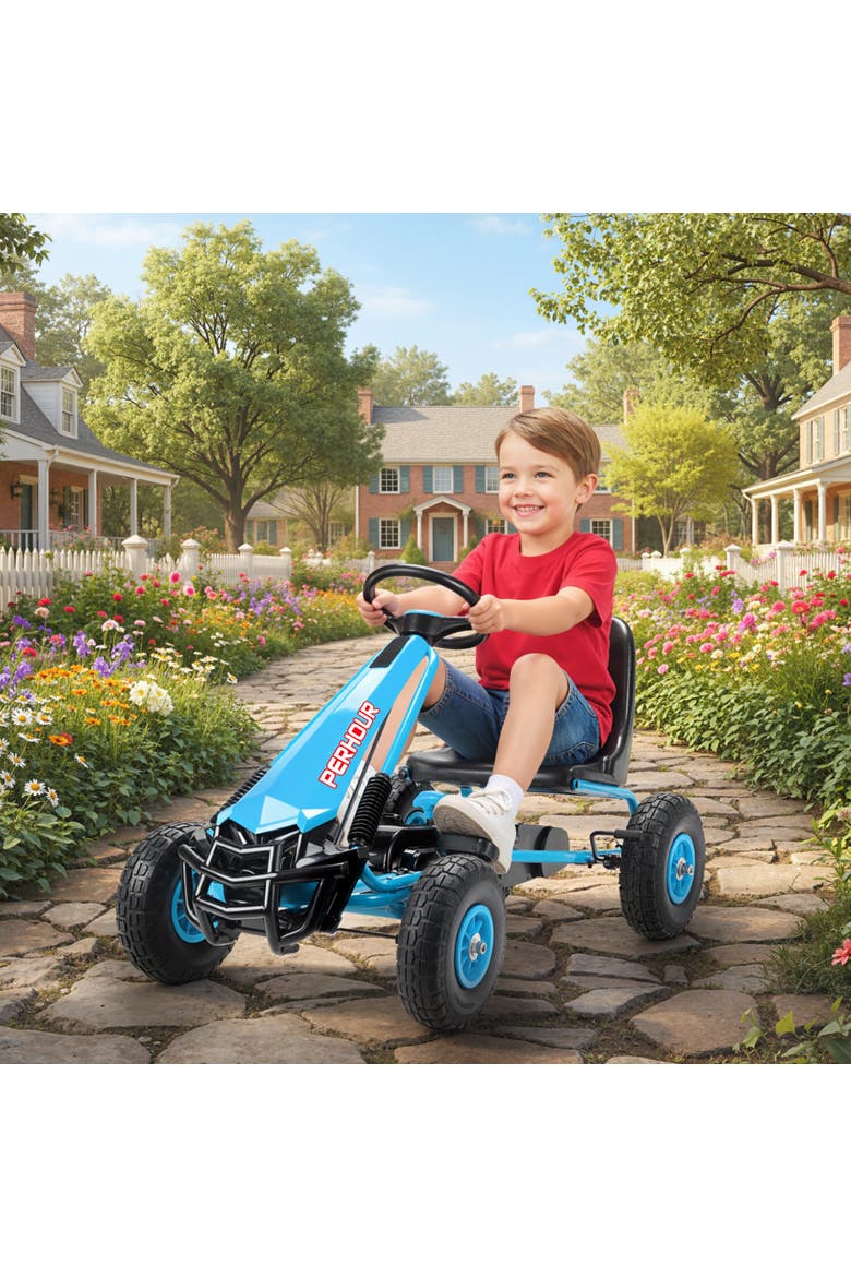 Pedal Go Kart for Kids Go Cart with Adjustable Seat EVA Wheels for Boys Girls Aged Years Old, Alternate, color, Blue