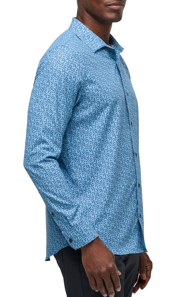 TravisMathew Country Mile Floral Button-Up Shirt, Alternate, color, Quiet Harbor