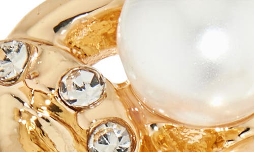 Nordstrom Rack Set Of 2 Faux Pearl Statement Rings In White- Clear- Gold