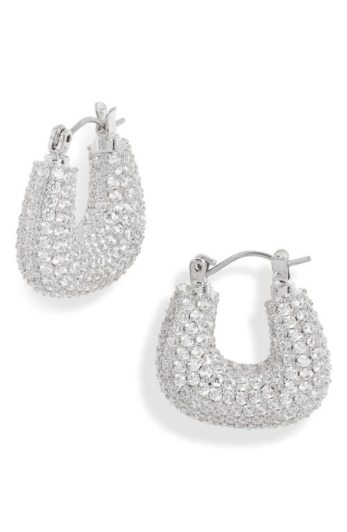 Shop Nordstrom Wide Pavé Cubic Zirconia Hoop Earrings In Clear- Silver