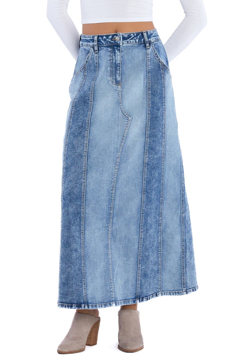 Road Trip Denim Maxi Skirt, Alternate, color, MIX BLUE