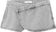 MANGO TEEN Asymmetric Denim Wrap Skort