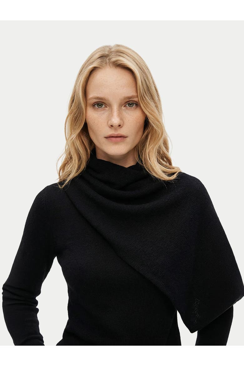Cashmere Sweater with Draped Scarf, Main, color, black
