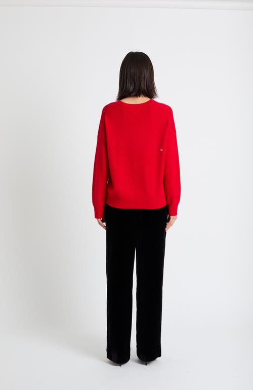 Chinti & Parker Velvet-red Wool-cashmere Tis The Season Sweater In Red