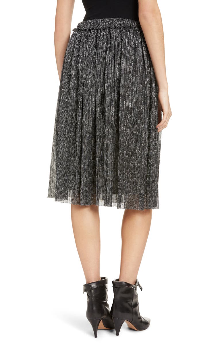 Isabel Marant Étoile Beatrice Pleated Lamé A-Line Skirt, Alternate, color, 