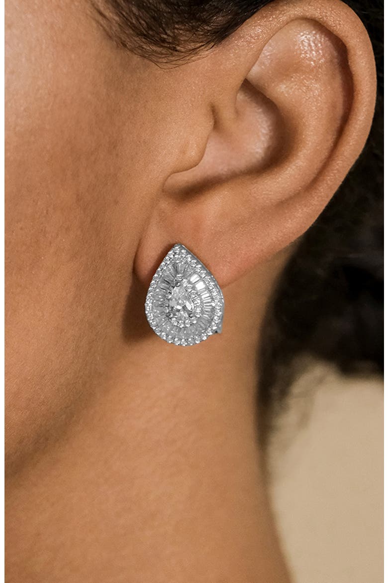 Scarlett CZ Teardrop Stud Earrings, Alternate, color, SILVER
