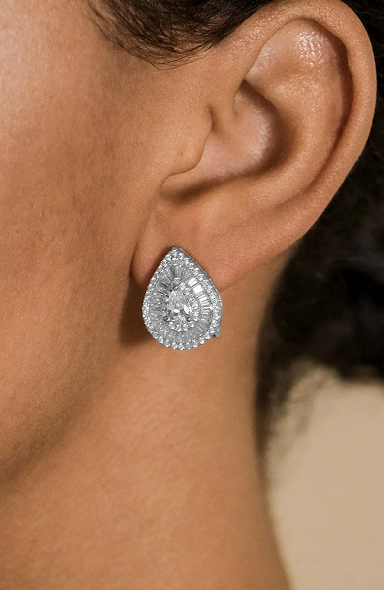 Sterling Forever Scarlett CZ Teardrop Stud Earrings, Alternate, color, Silver