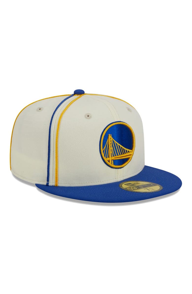 New Era Men's New Era Cream/Royal Golden State Warriors Piping 2-Tone 59FIFTY Fitted Hat, Alternate, color, Cream