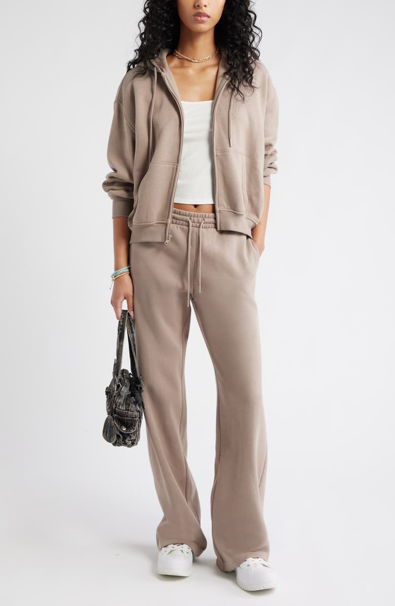 BP. Relaxed Cotton Blend Zip Hoodie, Alternate, color, Grey Fungi