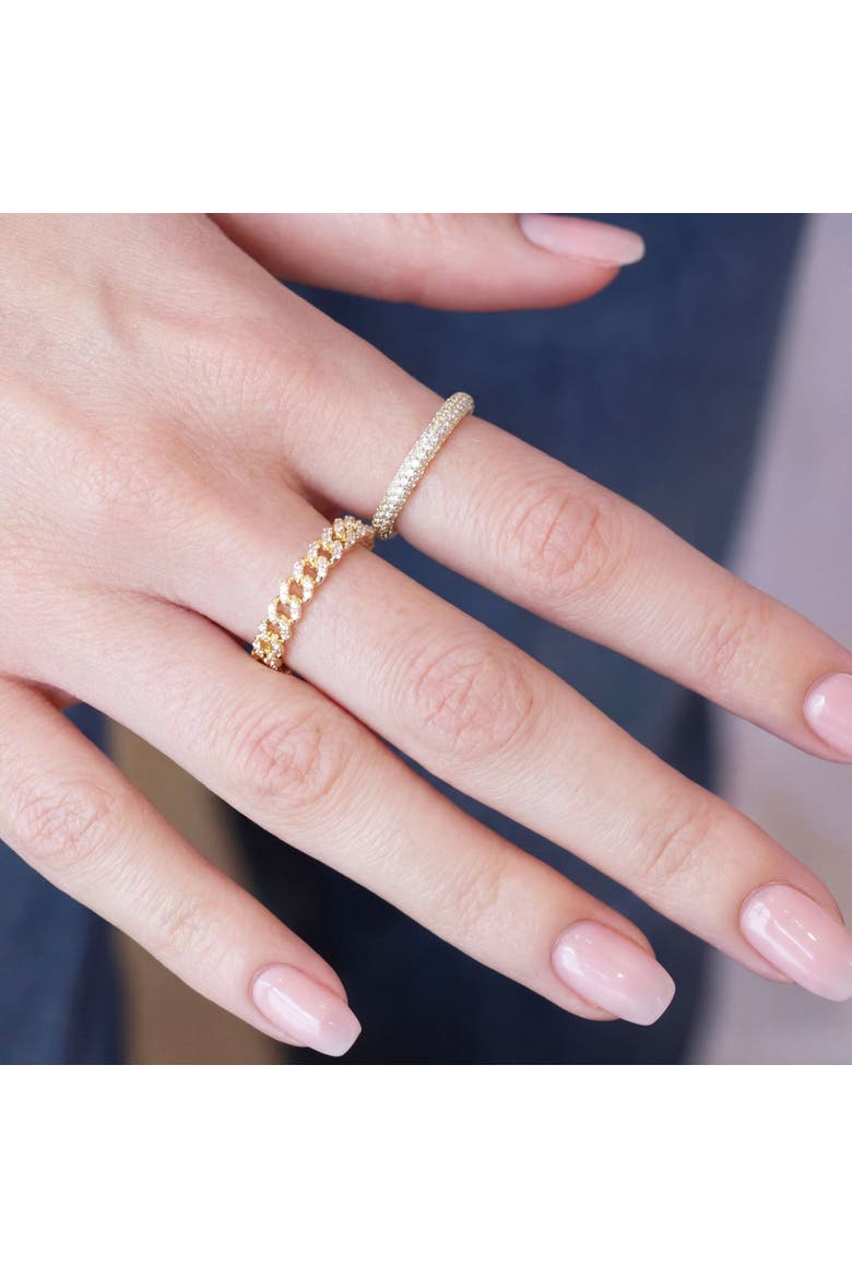 Triple Row CZ Band, Alternate, color, Gold