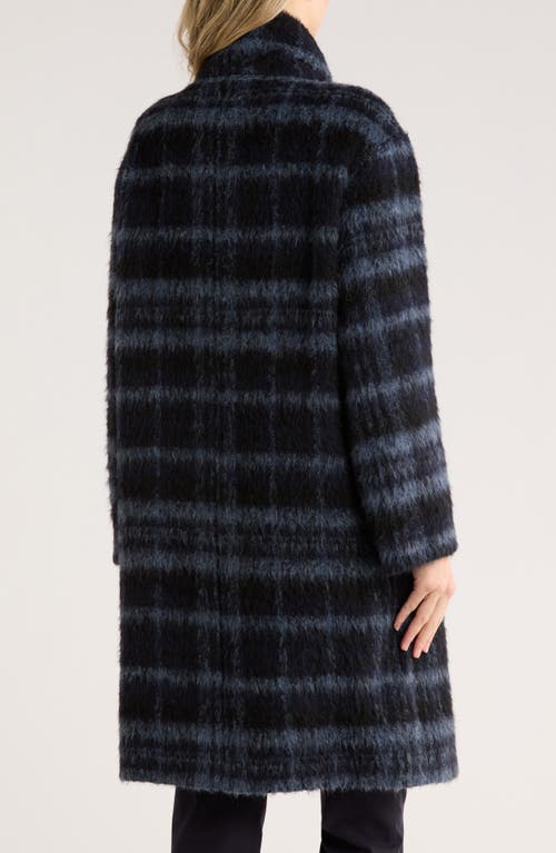 Hugo Boss Boss Coppede Plaid Fuzzy Coat In Black