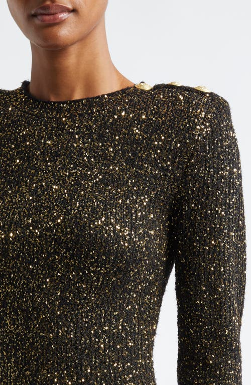 L Agence L'agence Cherry Sequin Long Sleeve Body-con Minidress In Black/gold Sequin