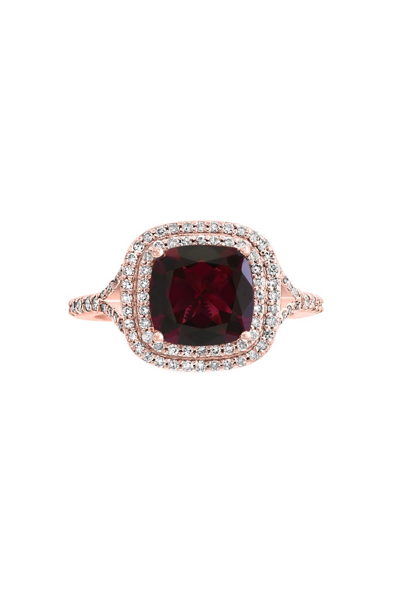 EFFY 14K Rose Gold Cushion Cut Rhodolite Diamond Halo Ring - 0.39ct., Alternate, color, 