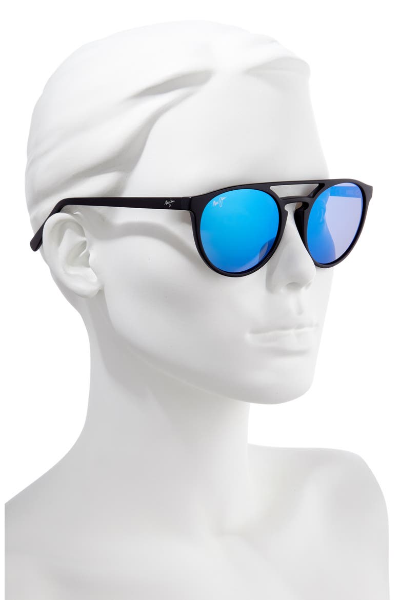 Ah Dang! 52mm PolarizedPlus2® Flat Top Sunglasses, Alternate, color, MATTE BLACK/ BLUE HAWAII