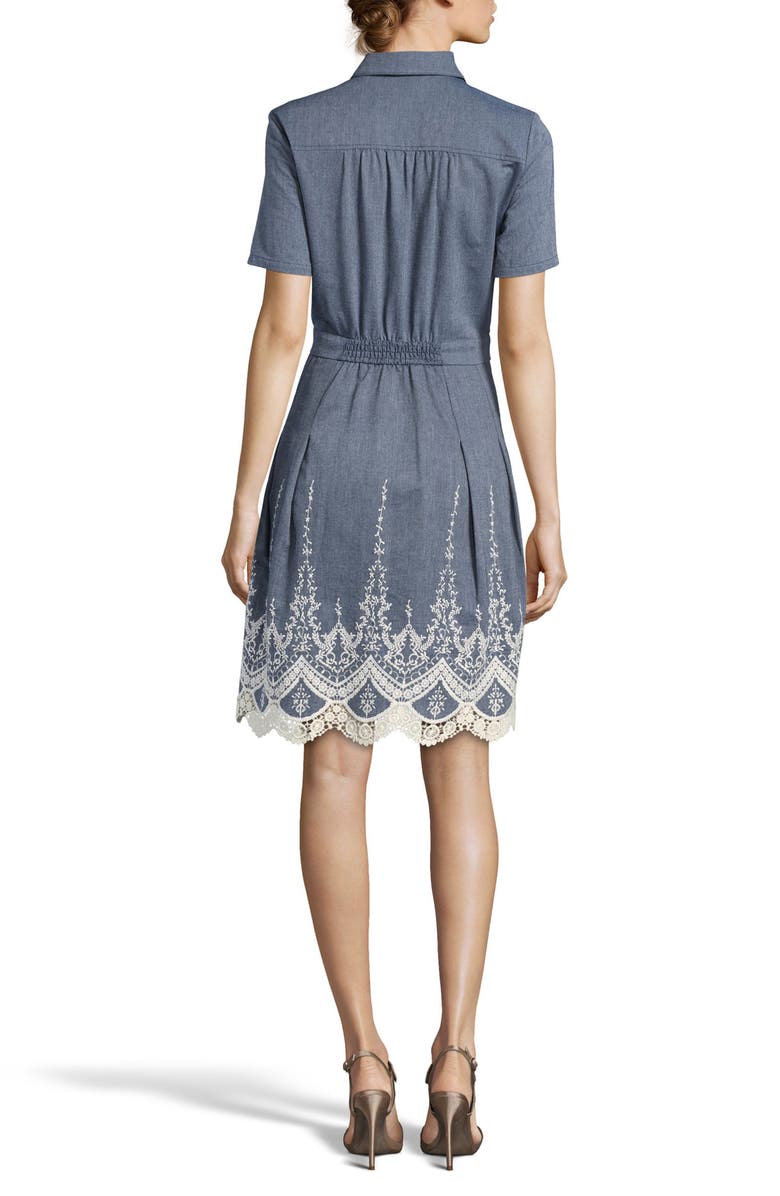 ECI Lace Trim Denim Shirtdress | Nordstrom
