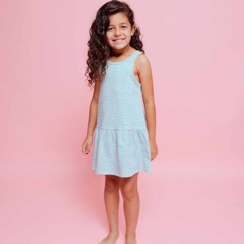 Norani Kids Organic Drop Waist Dress With Matching Biker Shorts In Green Stripes