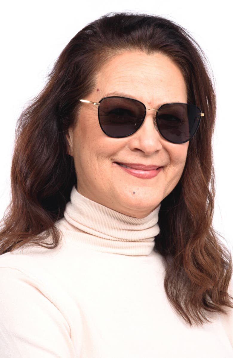 Mohala Eyewear Leahi Nose Pads 59mm Polarized Round Sunglasses, Alternate, color, Black Jade