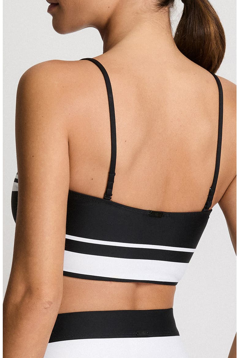 Stripe Longline Bikini Top, Alternate, color, BLACK/WHITE