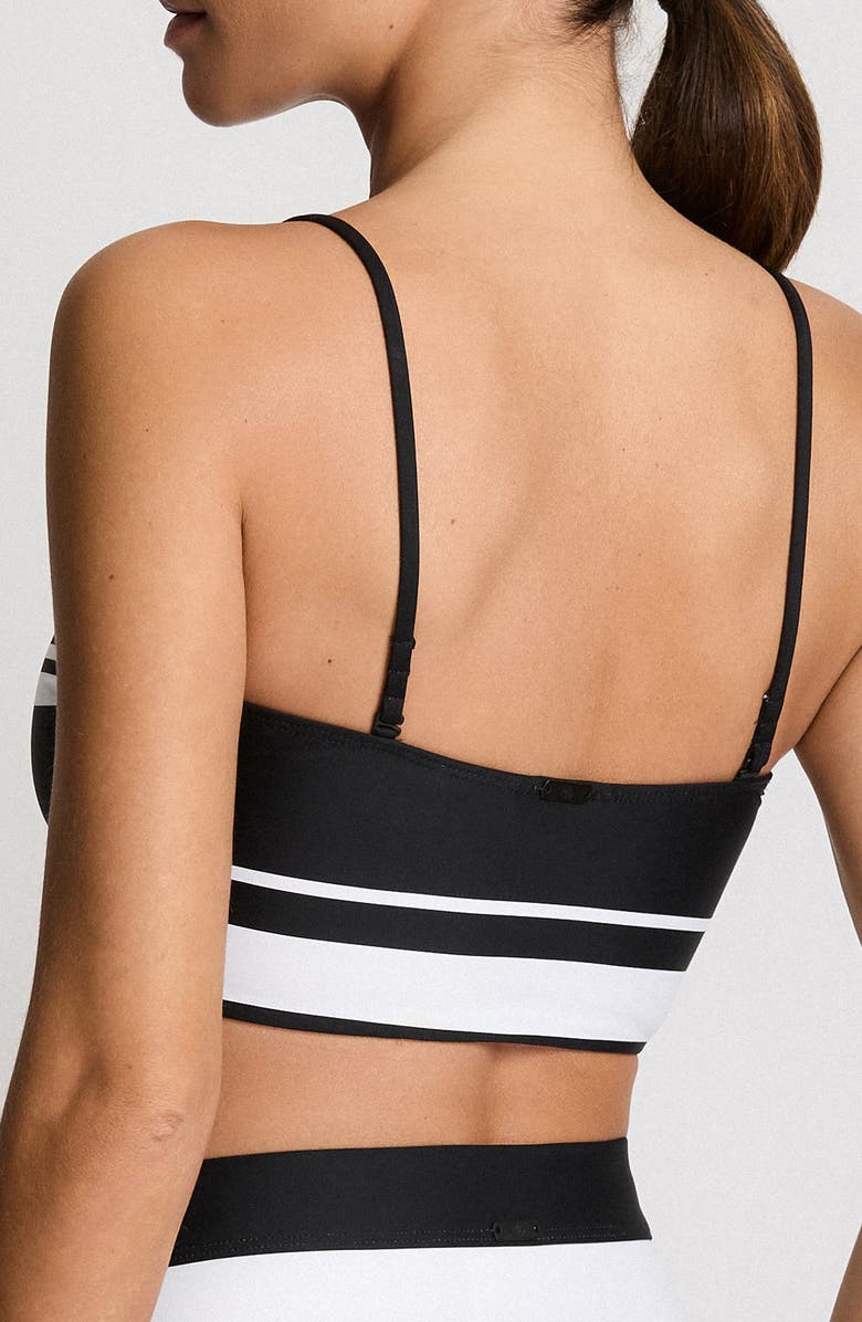 Lauren Ralph Lauren Stripe Longline Bikini Top, Alternate, color, Black/White