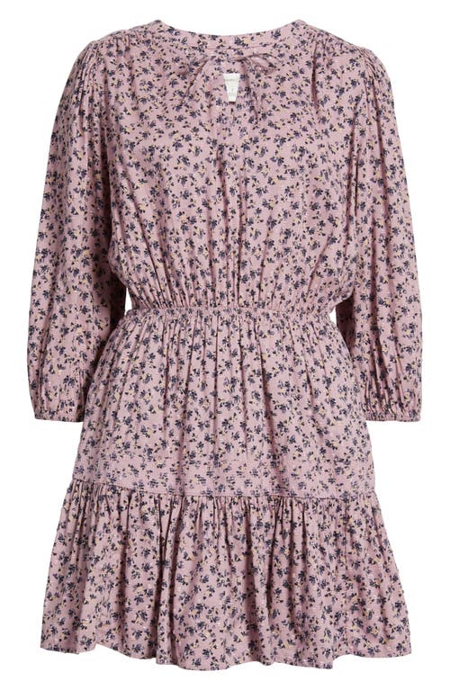 Treasure & Bond Print Tie Neck Minidress In Purple Shade Elaine Geo