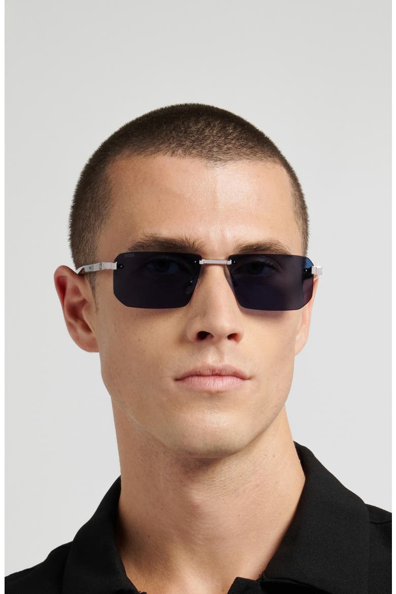57mmm Sunglasses, Alternate, color, RUTHENIUM/ GREEN