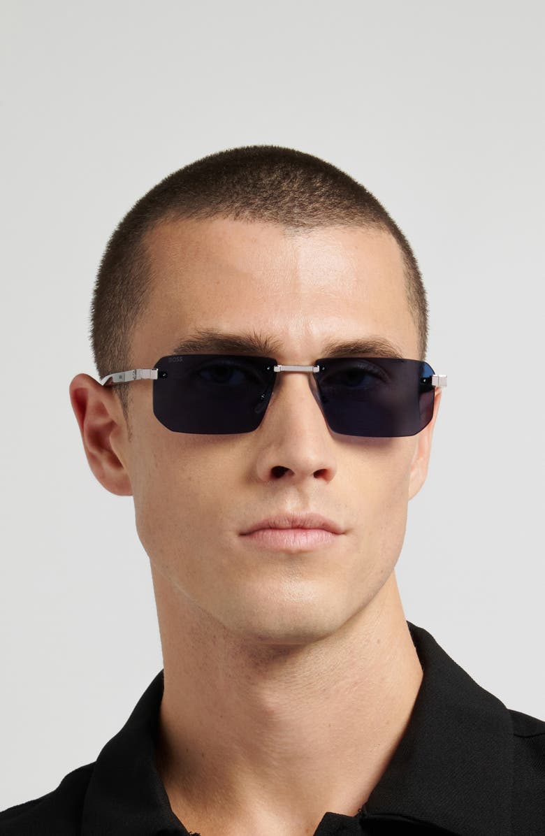 BOSS 57mmm Sunglasses, Alternate, color, Ruthenium/ Green