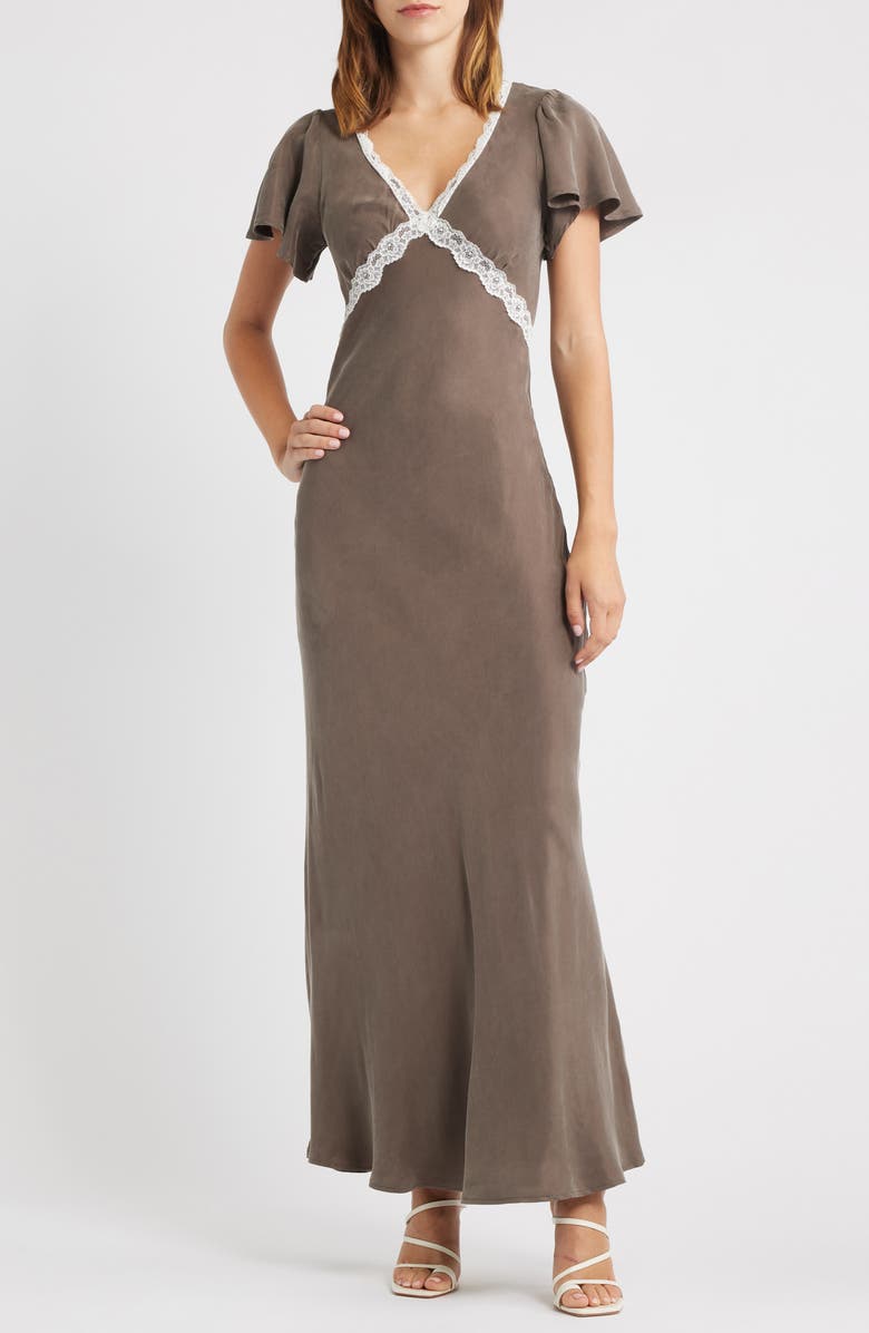 Petal & Pup Kathryn Maxi Dress, Main, color, Warm Grey