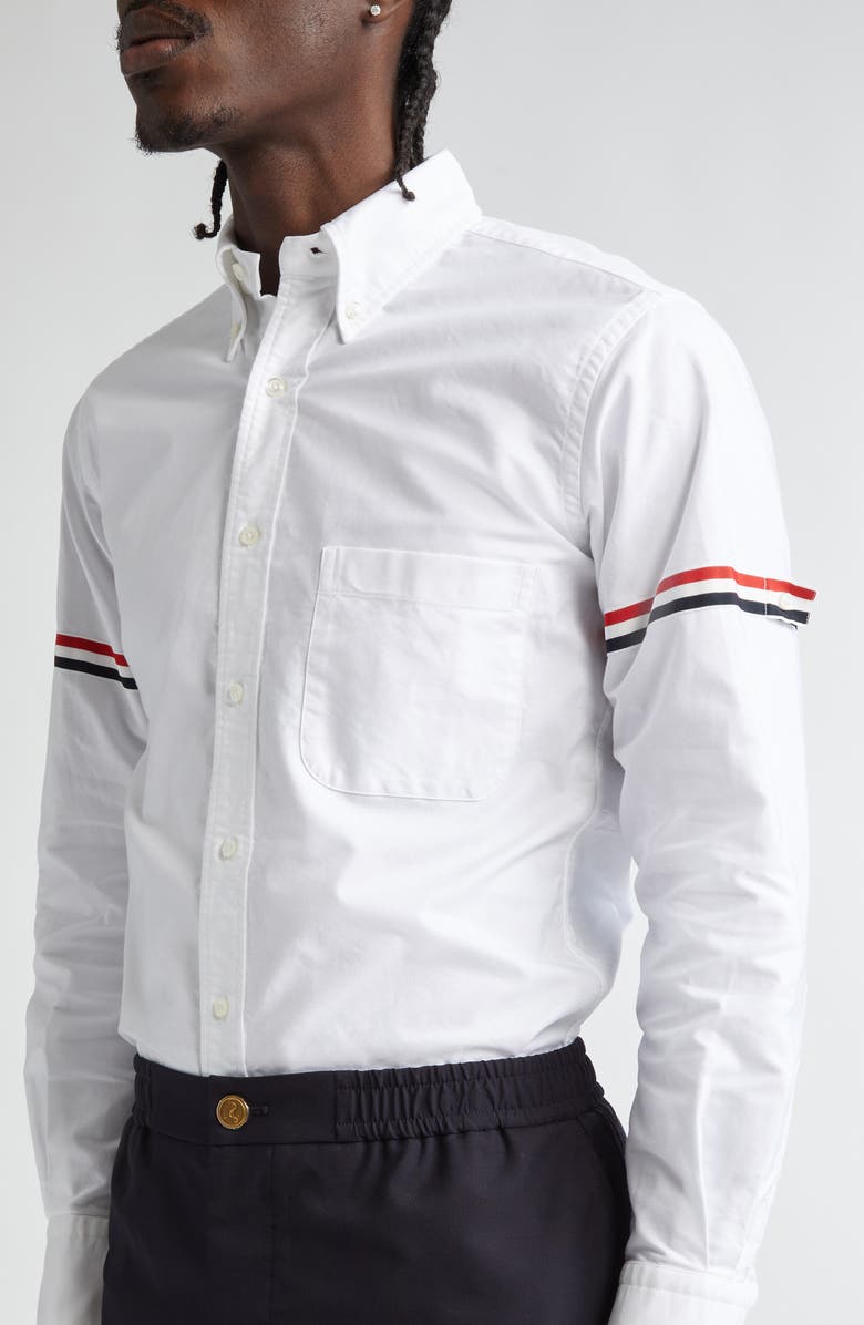 Thom Browne Classic Cotton Poplin Button-Down Shirt, Alternate, color, White