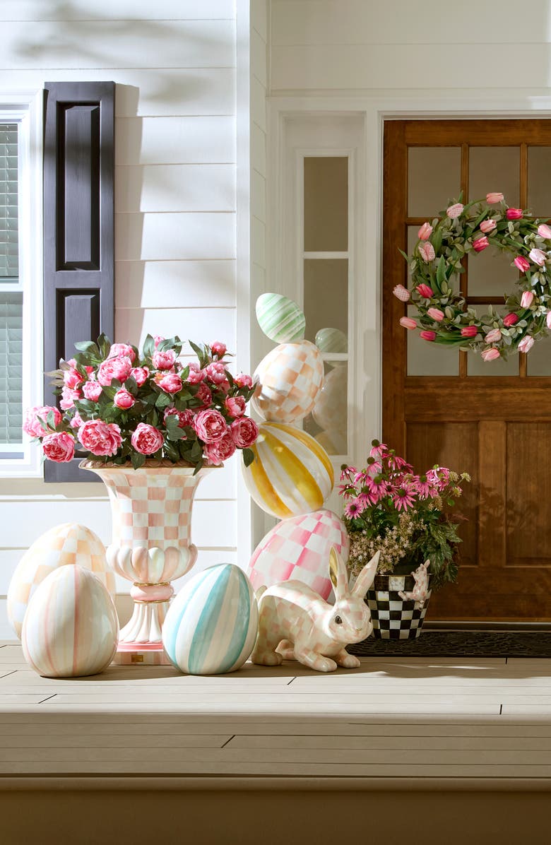 MACKENZIE CHILDS Coral Check Large Egg, Alternate, color, Orange