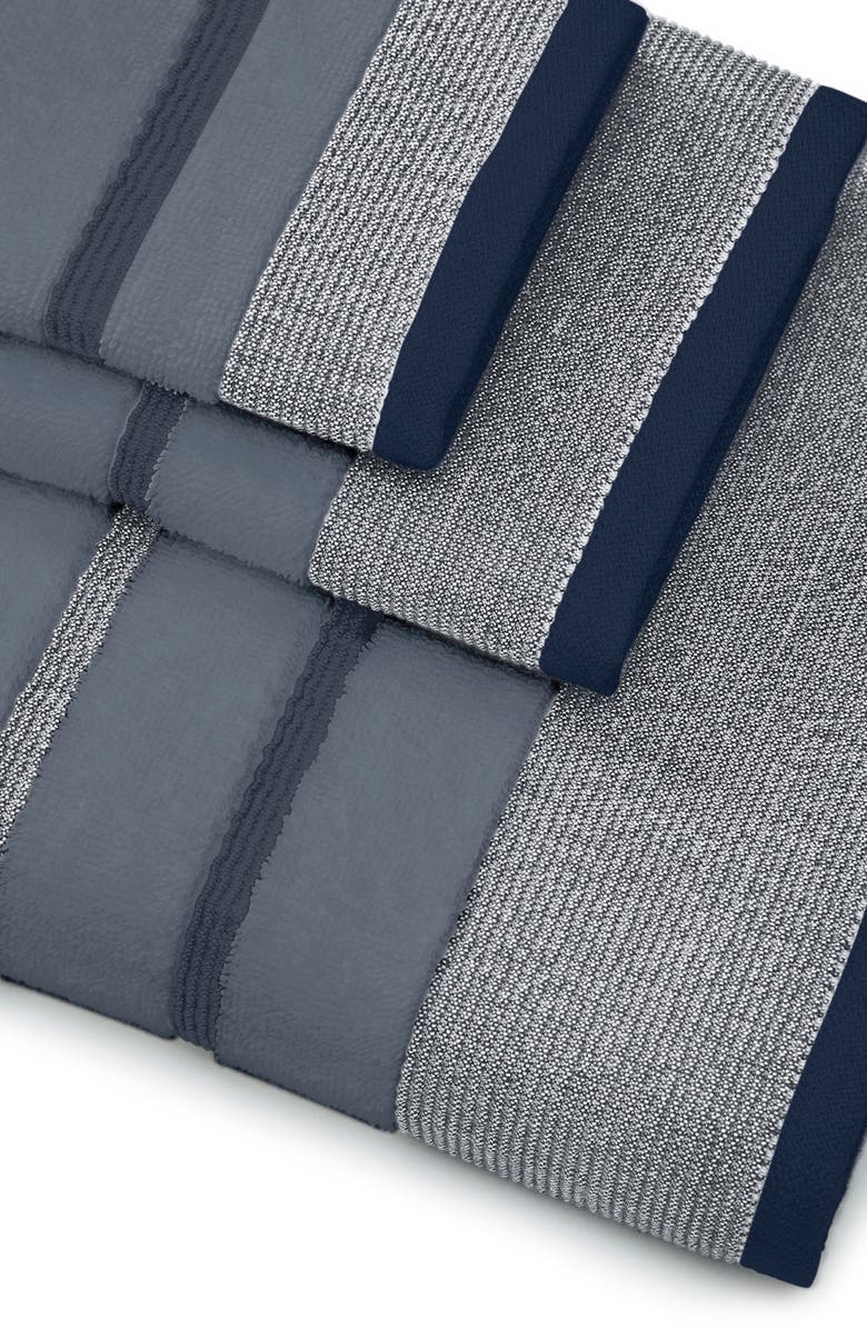 Woven & Weft Decorative 4-Pack Bath Towels, Alternate, color, Chambray Blue / White