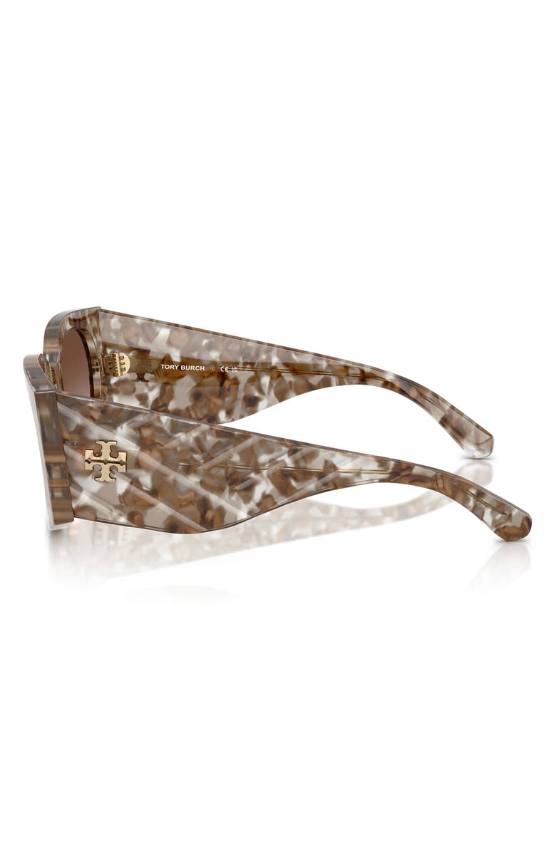 Tory Burch Kira 56mm Rectangular Sunglasses, Alternate, color, Clear & Brown Tort / Brown Gradient