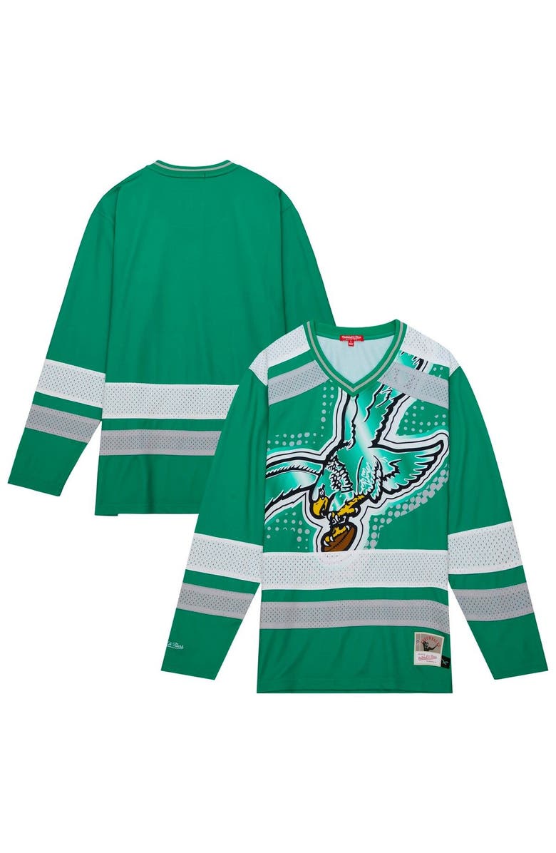 Mitchell & Ness Women's Mitchell & Ness Green Philadelphia Eagles Big Face 7.0 Long Sleeve Jersey T-Shirt, Main, color, Kelly Green